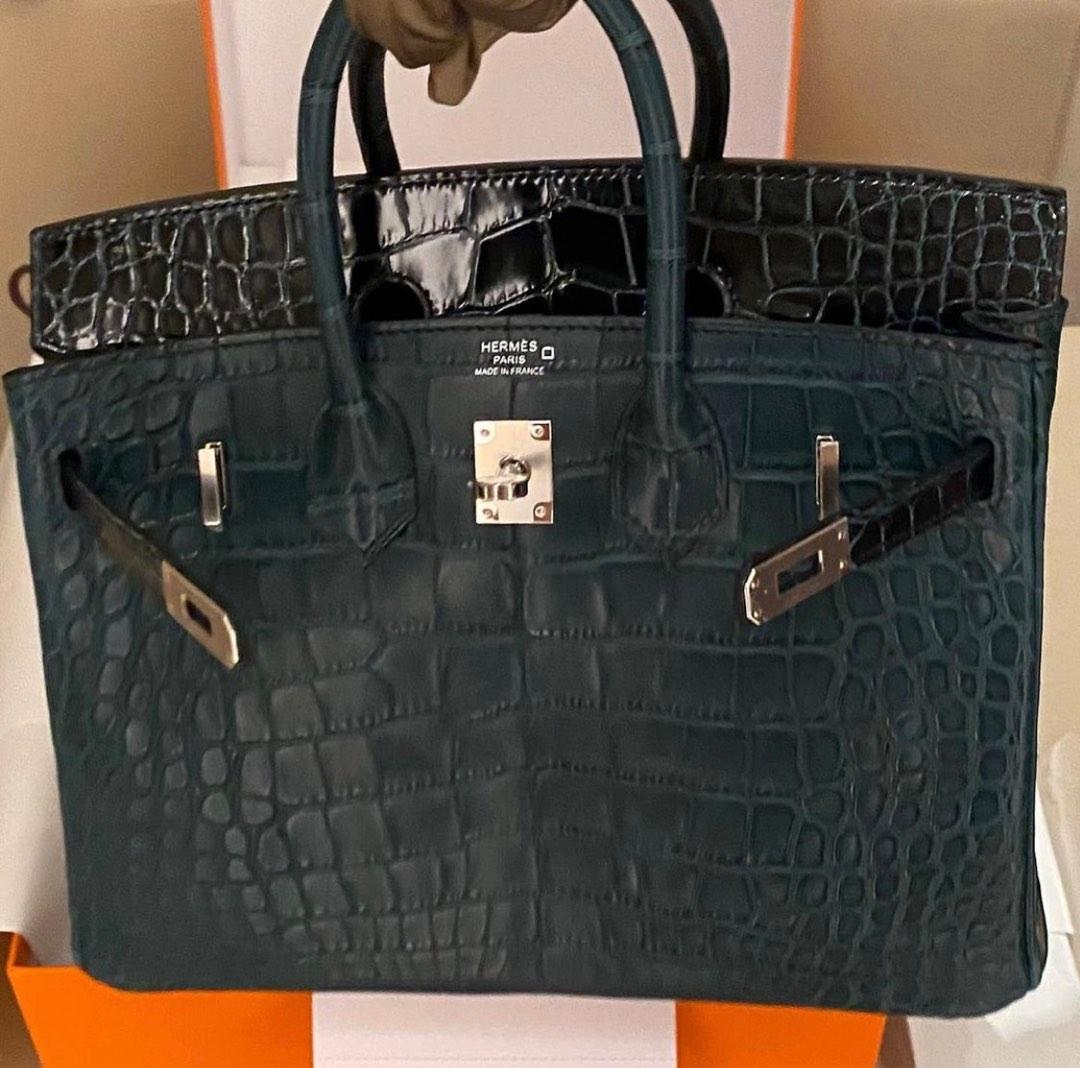 Hermes Tri-color Vert Rousseau, Vert Bosphore and Black Alligator