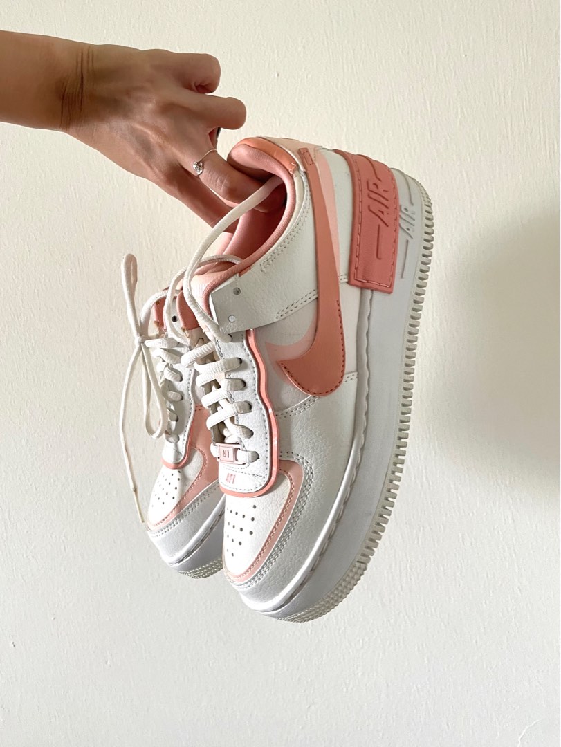 Nike Air Force 1 Shadow White Coral Pink, Women's Fashion, Footwear ...