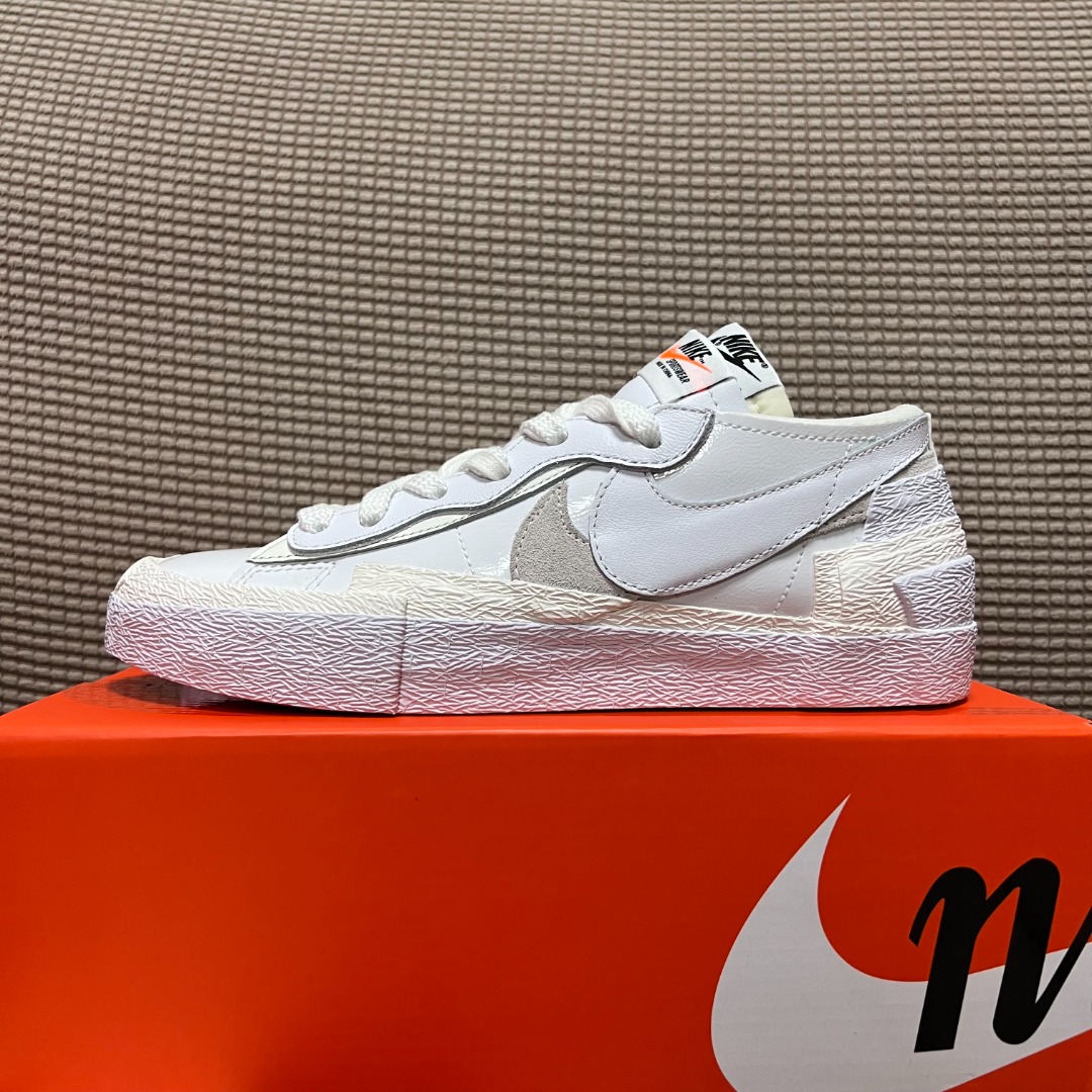 nike sacai blazer low 奶油白白色24cm 聯名解構板鞋, 她的時尚, 鞋