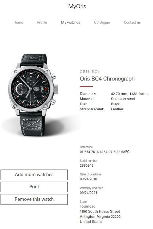 Oris BC4 (Category: Men's Watches) located in Santa Rosa. Submitted by cassiasos (Listing ID 1185393142, Image 2). Description: Selling my Oris bc4 (rare). Seldom used now adays as Im using simpler watches. strap is still in pristine condition with oris patented "seat belt" clasp. Oris registration is included in the images supplied. With original box. For pickup or shipping only, shipping is free within NCR..