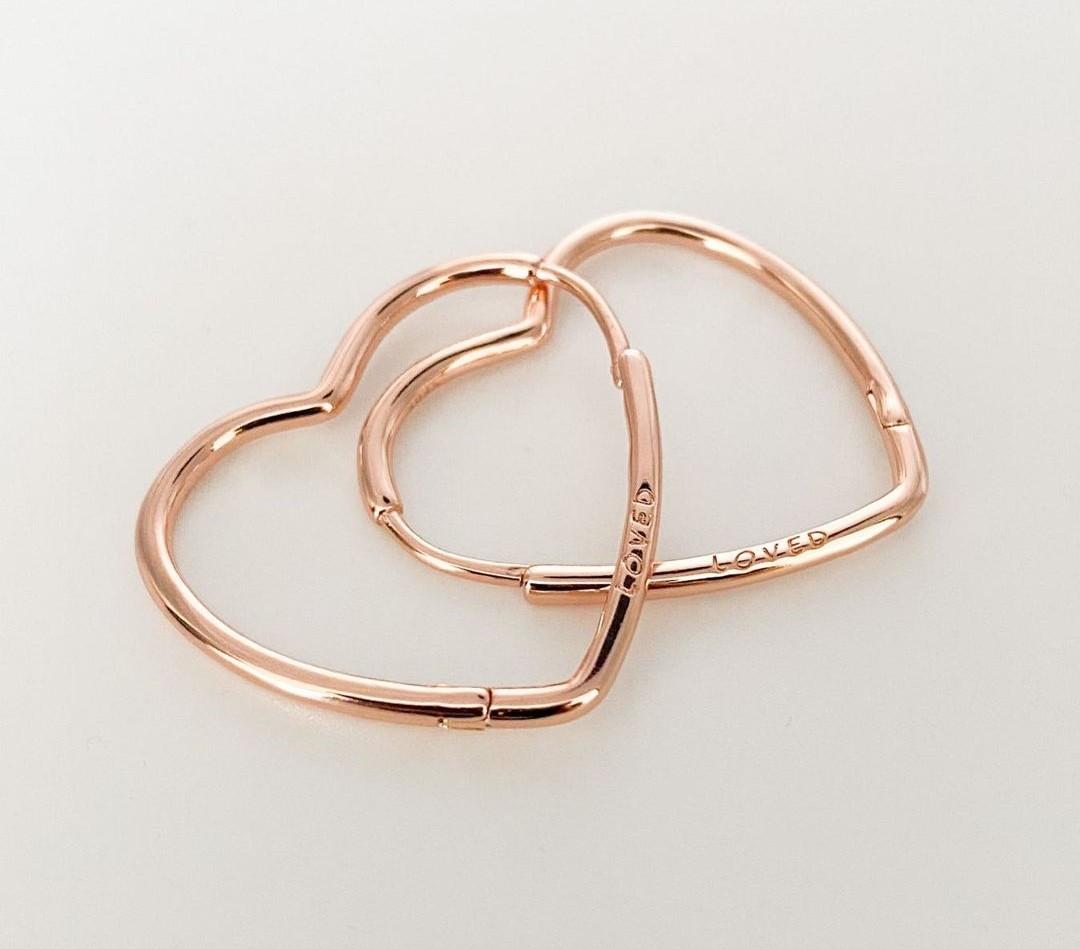Pandora rosegold heart hoop earrings Women s Fashion Jewelry
