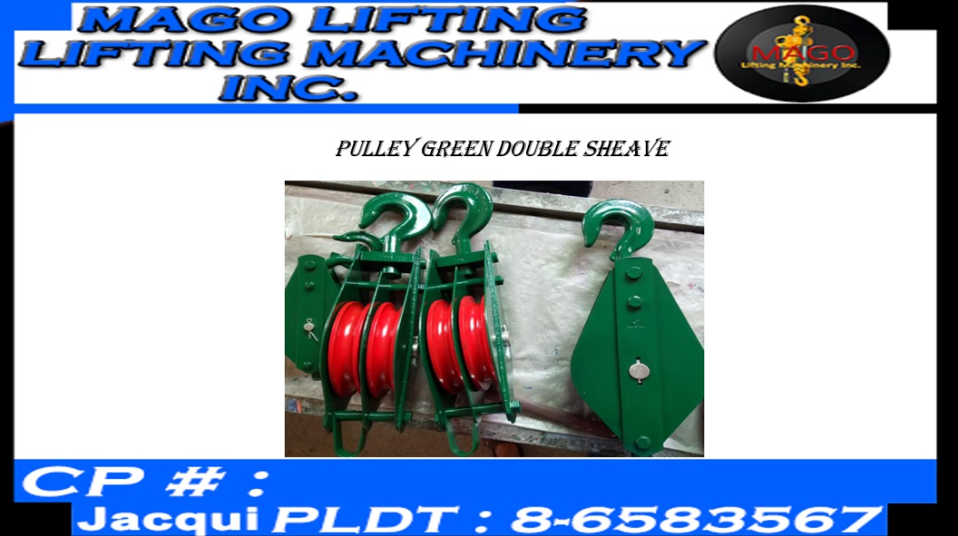 Pulley Green Double Sheave, Commercial & Industrial, Construction Tools ...