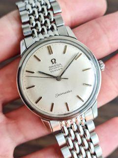 Rare Early 1960s Omega Seamaster 165.002 Automatic Vintage Watch with Double-Signed Türler Dial and Original Beads of Rice Bracelet