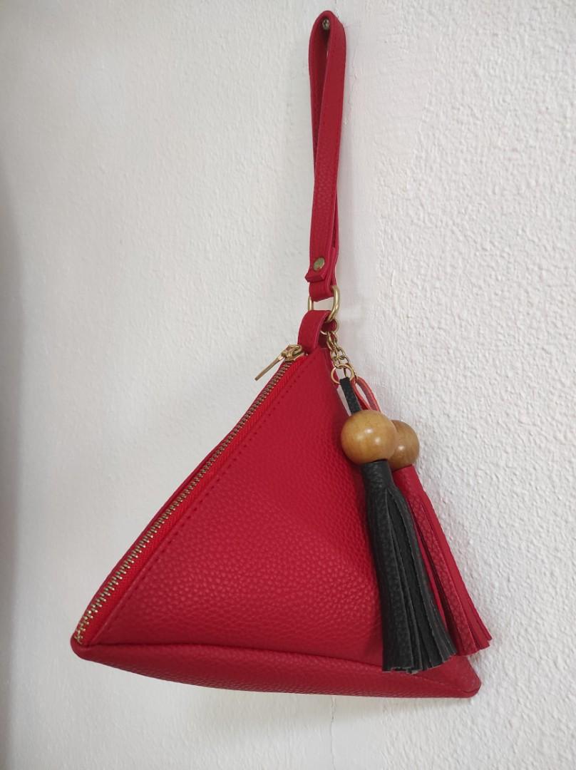 Red Triangular Pouch, Women's Fashion, Bags & Wallets, Purses & Pouches ...