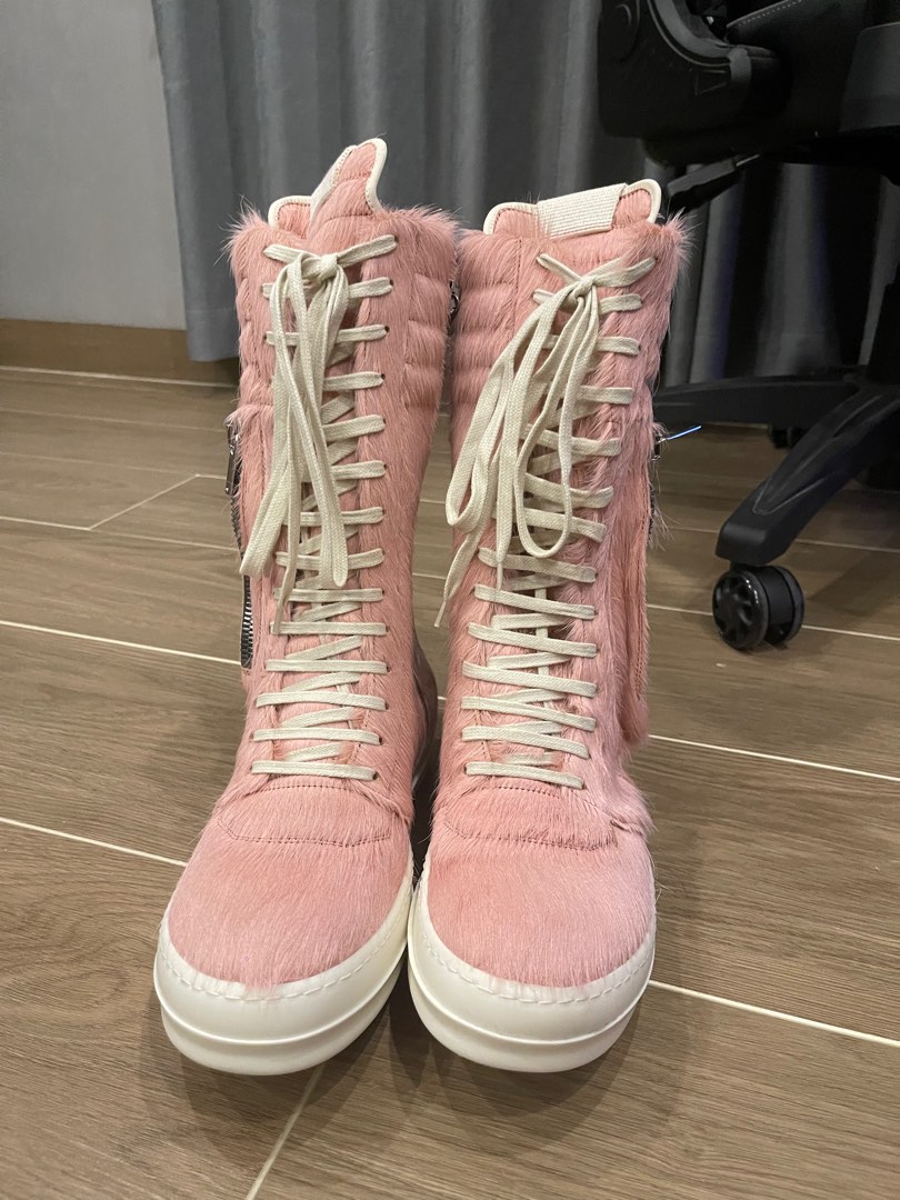 Rick Owens Pink Cargobasket ハラコ ピンク 靴