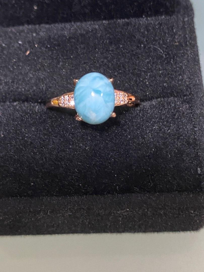 S925 Rose Gold Larimar Rings Women s Fashion