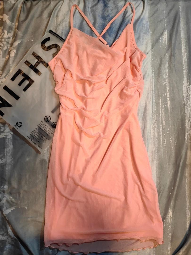 Shein Peach Sexy Dress, Women's Fashion, Dresses & Sets, Dresses on