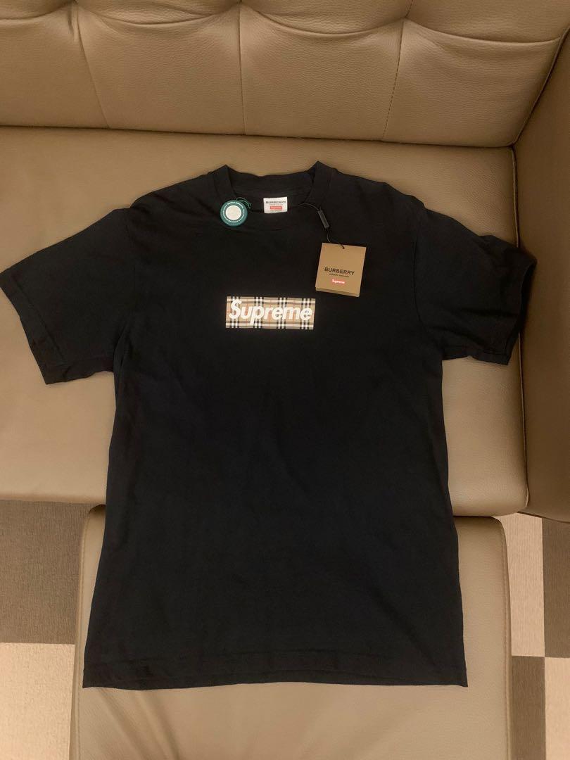 Size S) Supreme x Burberry Black Box Logo Tee T-shirt 黑色短袖T恤