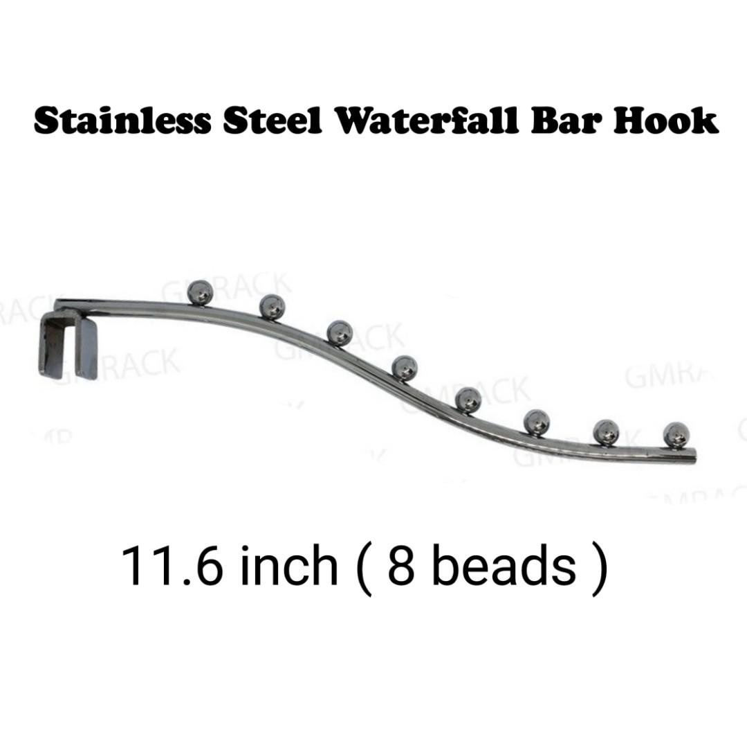 USED 12 PCS STAINLESS STEEL WATERFALL BAR HOOK CLOTHES HANGER ACCESSORIES
