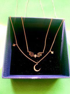 Swarovski Necklace bat and moon and star