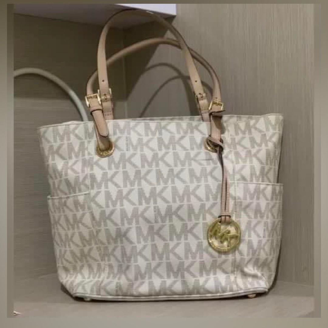 Tas Michael Kors Bag Signature Tote Vanilla Ori Authentic Fesyen