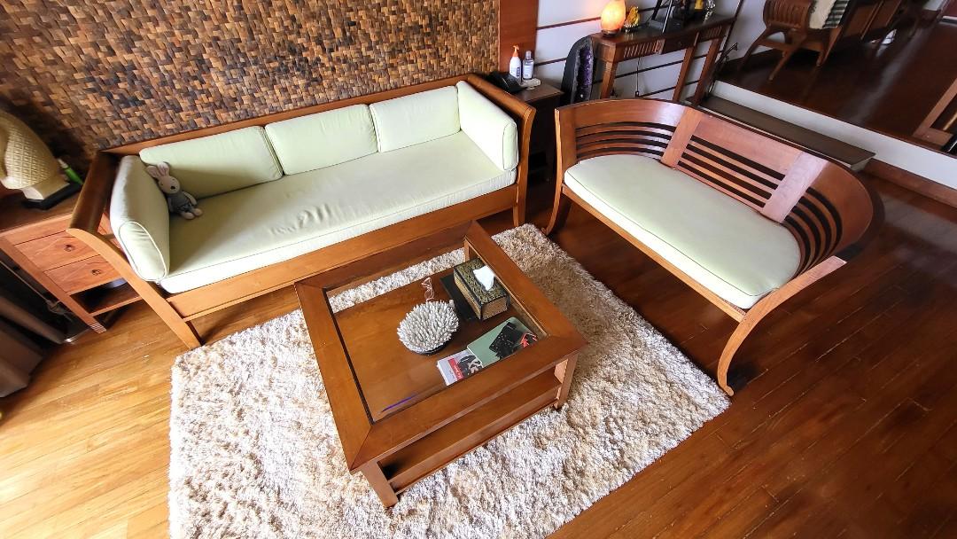 Teak Wood Sofa Set With Cushion 3 2