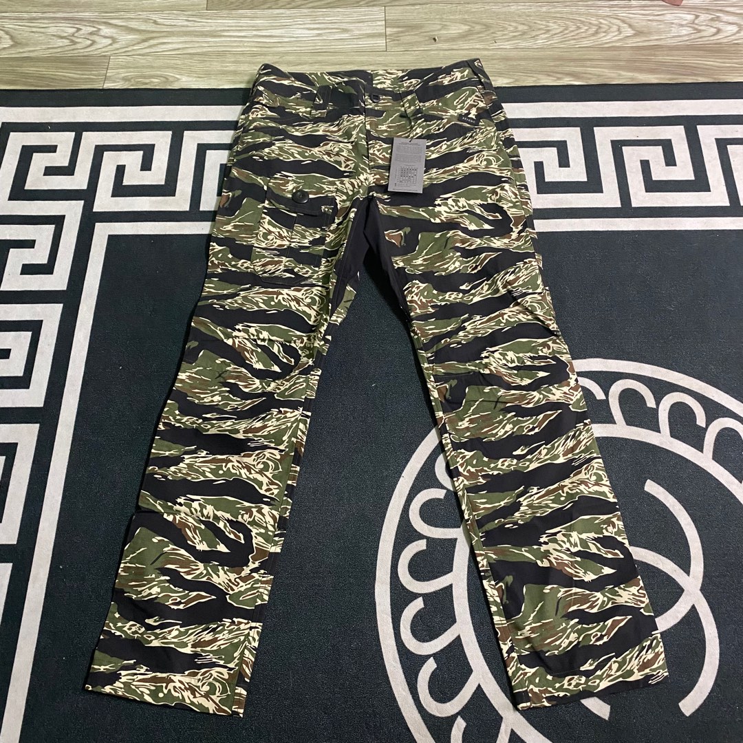 Camo pants with yellow stripe on sale