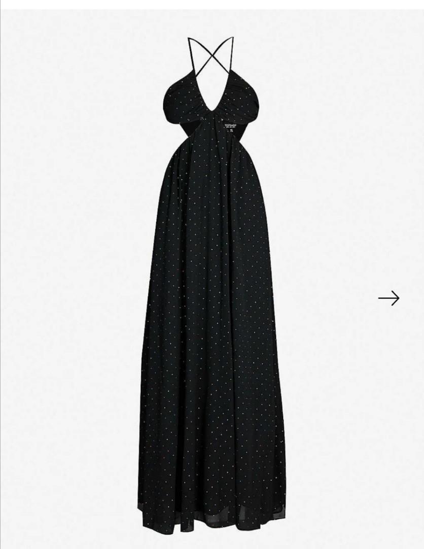 Topshop black rainbow studded sexy evening dinner prom beach wedding party maxi dress