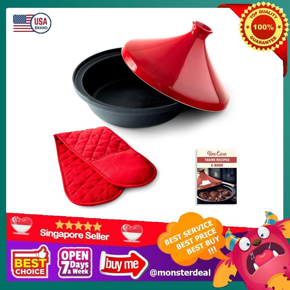 Uno Casa Tagine Pot 3.65Quart Moroccan Tajine with Enameled Cast