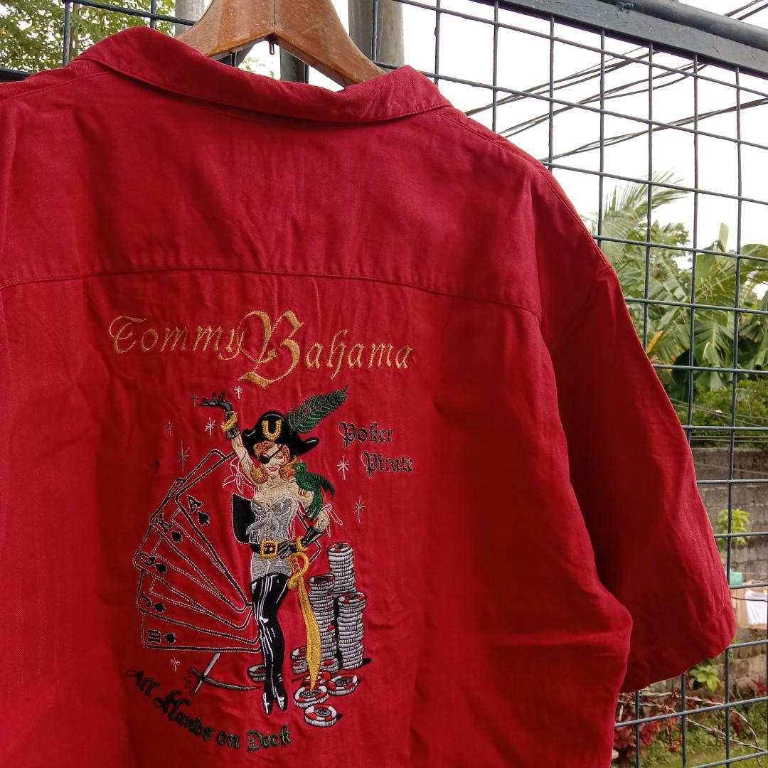 Vintage Tommy Bahama Pirate Poker Silk Polo Men s Fashion Tops