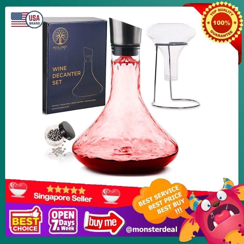 Wine Decanter Set Red Wine Carafe with Built in Aerator, Drying Stand