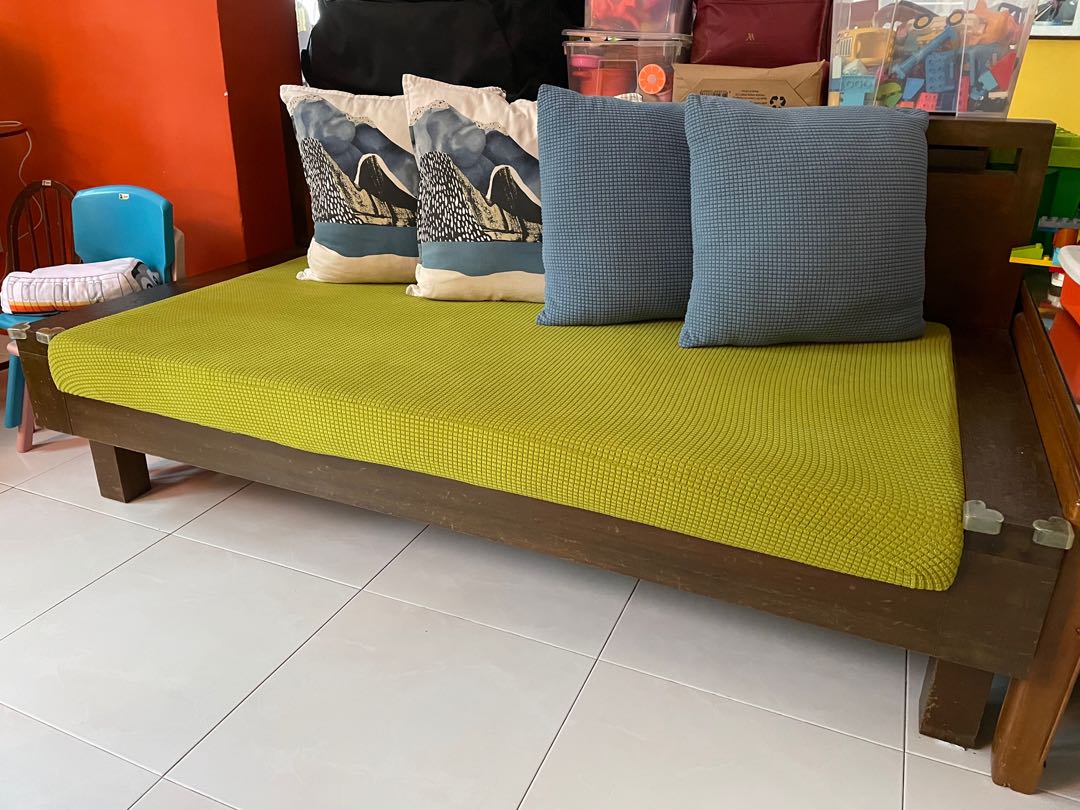 Wooden daybed/ sofa, Furniture & Home Living, Furniture, Sofas on Carousell