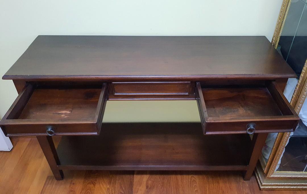 Wooden table with drawers, Furniture & Home Living, Furniture, Shelves