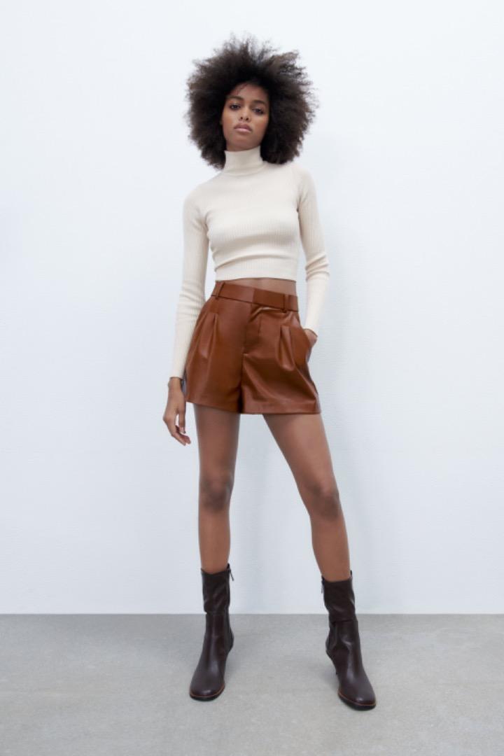 Faux leather shorts zara cheap