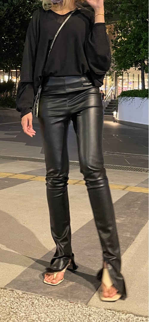 Faux Leather Pants Outfit Ideas  Doused in Pink