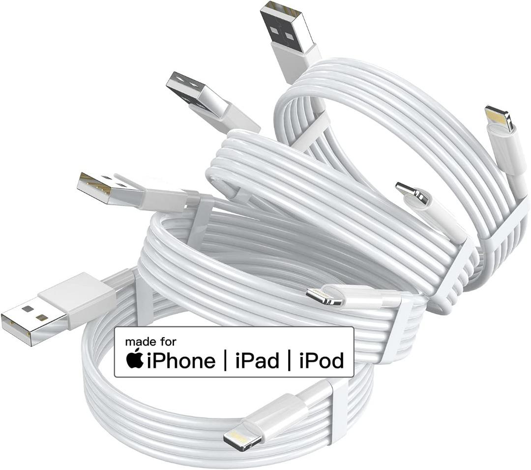 White Cat MFi Certified Lightning Cable Nylon Braided Long iPhone USB Fast Charging Cord Compatible with iPhone13/12/12Pro/12ProMax/11/11Pro/XS MAX/XR/XS/X/8/7/Plus iPhone Charger Cable 6ft 3Pack 
