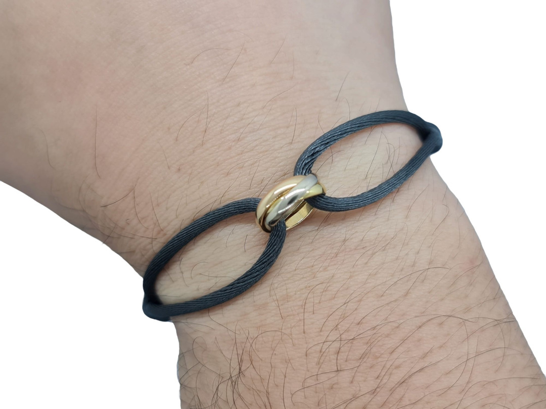 Cartier Trinity Bracelet 750(18K) Tri-Color Gold Black Cord 100