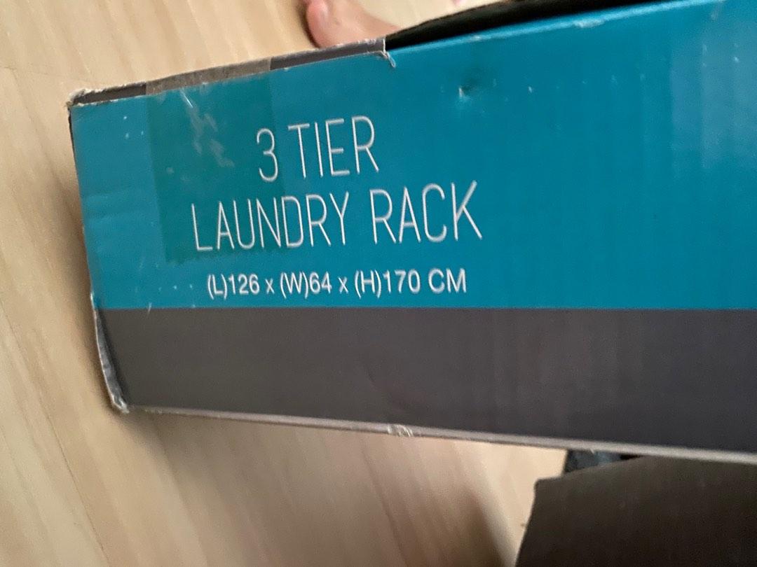 3 tier laundry rack with roller wheels clothes drying, Furniture & Home