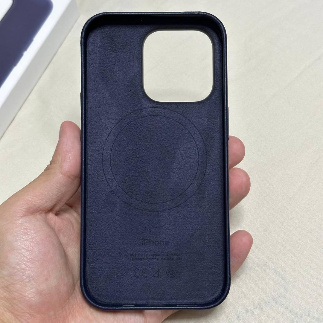 99% iPhone 14 Pro MagSafe 皮革護殼墨水色Leather Case Ink 官方皮套