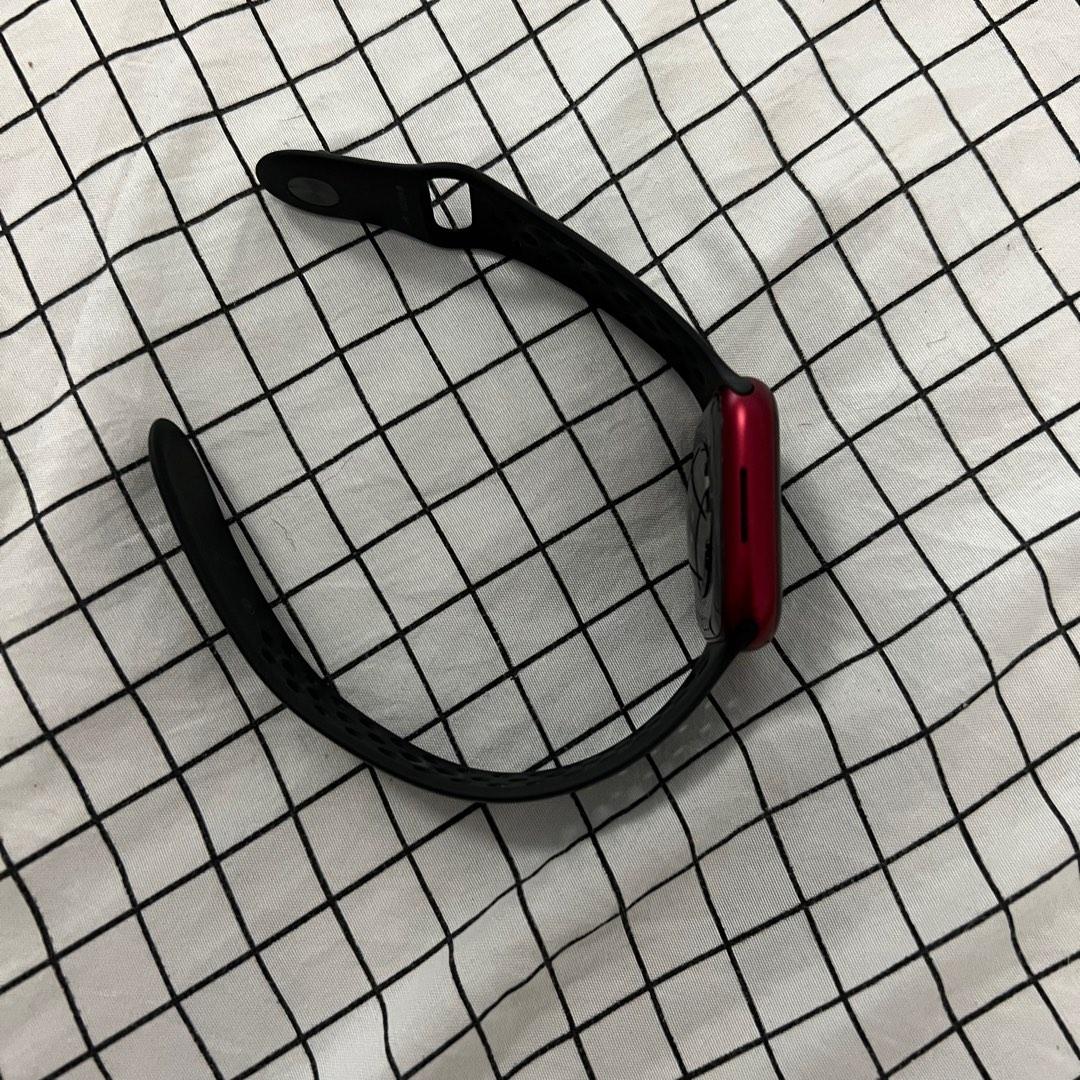 Red and black nike apple watch band on sale
