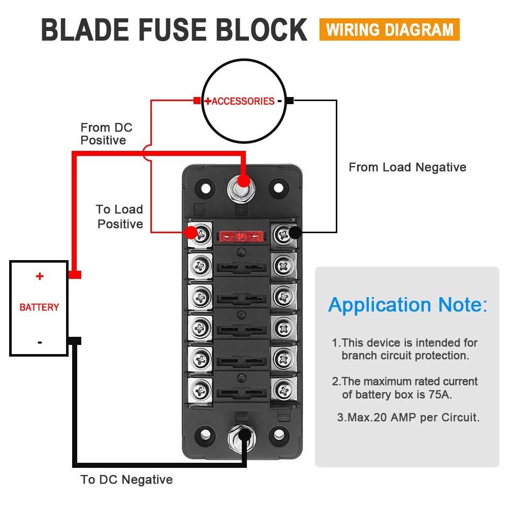 B1240] Electop Way Fuse Block Blade Fuse Box with Negative Bus, Circuit  Fuse Holder