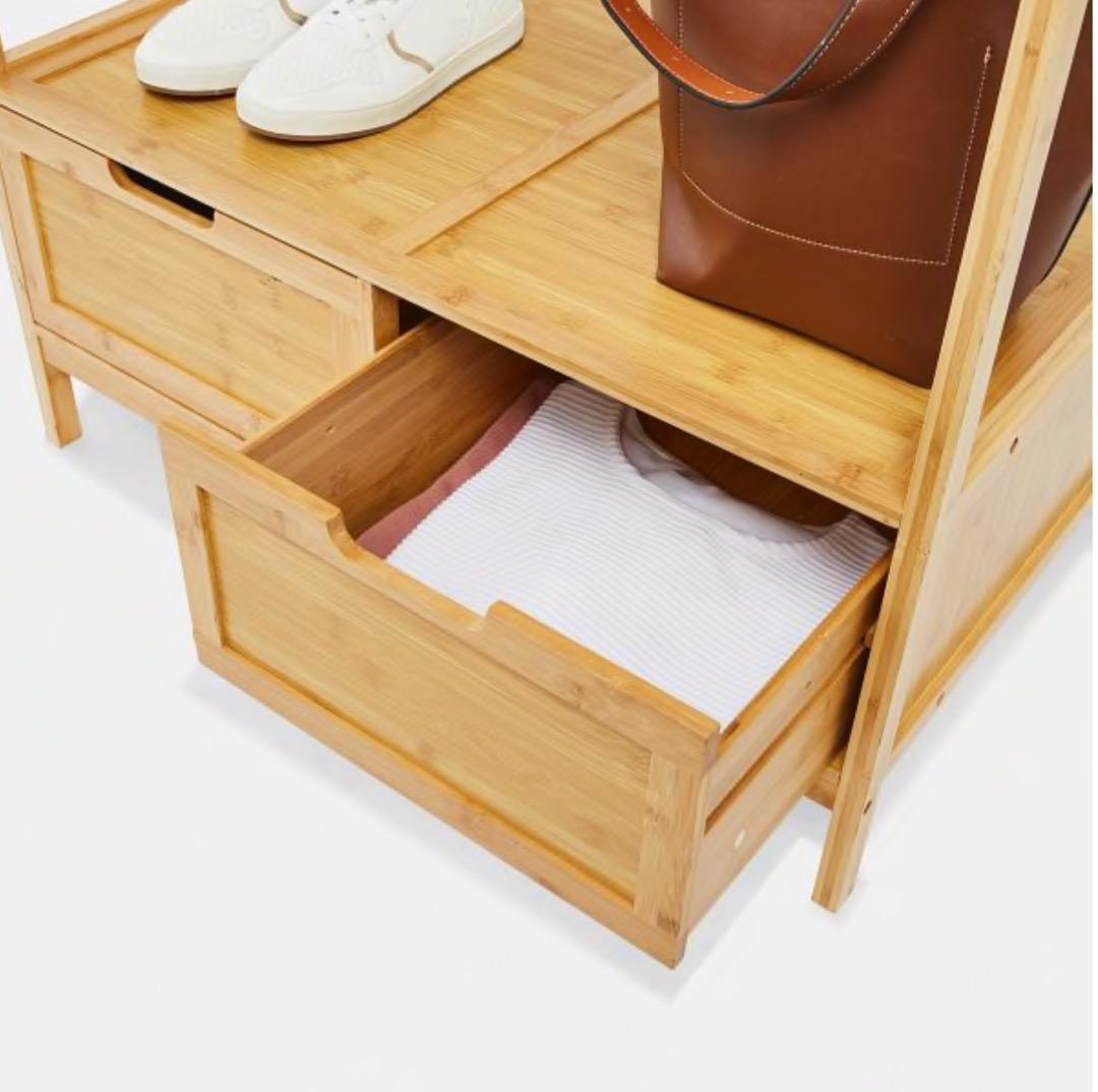 Bamboo Garment Rack with Drawers, Furniture & Home Living, Furniture