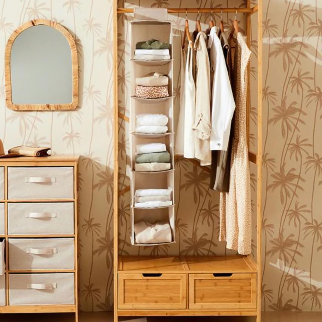 Bamboo Garment Rack with Drawers, Furniture & Home Living, Furniture