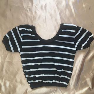 Black and White Stripe Crop Top