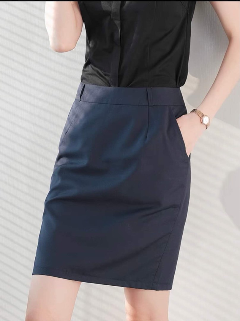 Black work skirt pockets best sale