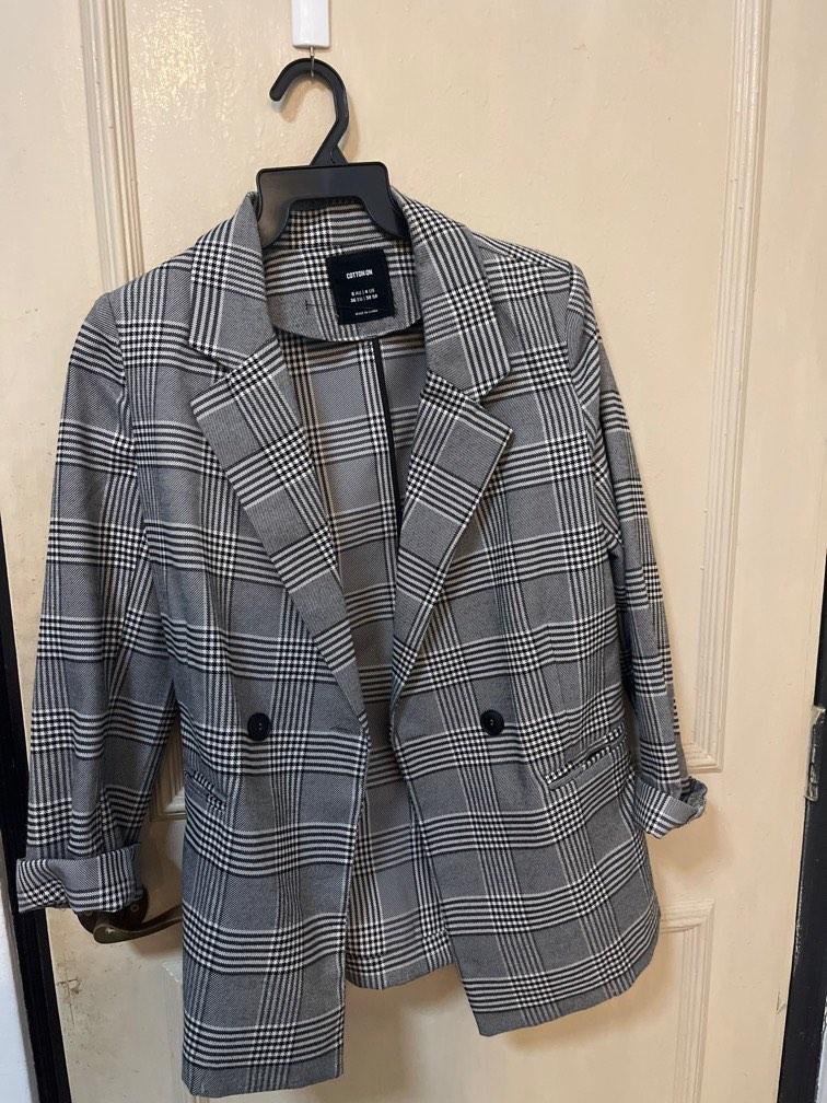 Checkered long hotsell blazer