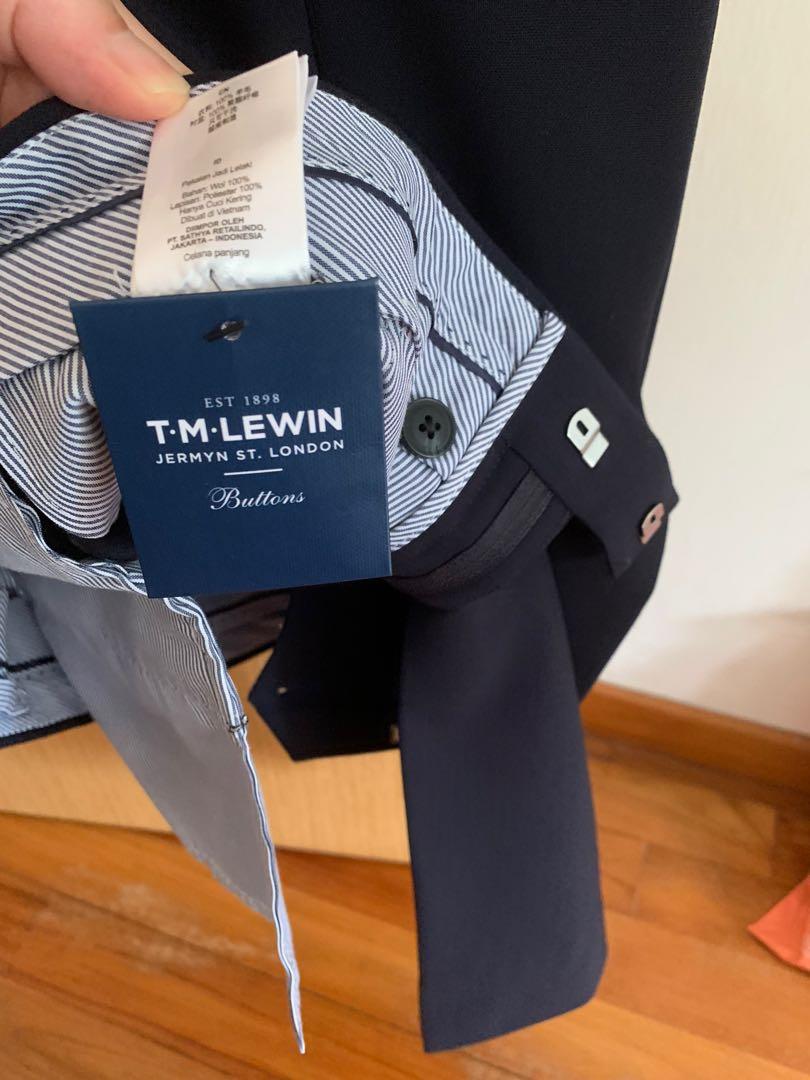 BNWT TM Lewin infinity suit in blue 30R slim fit, Men's Fashion, Tops ...