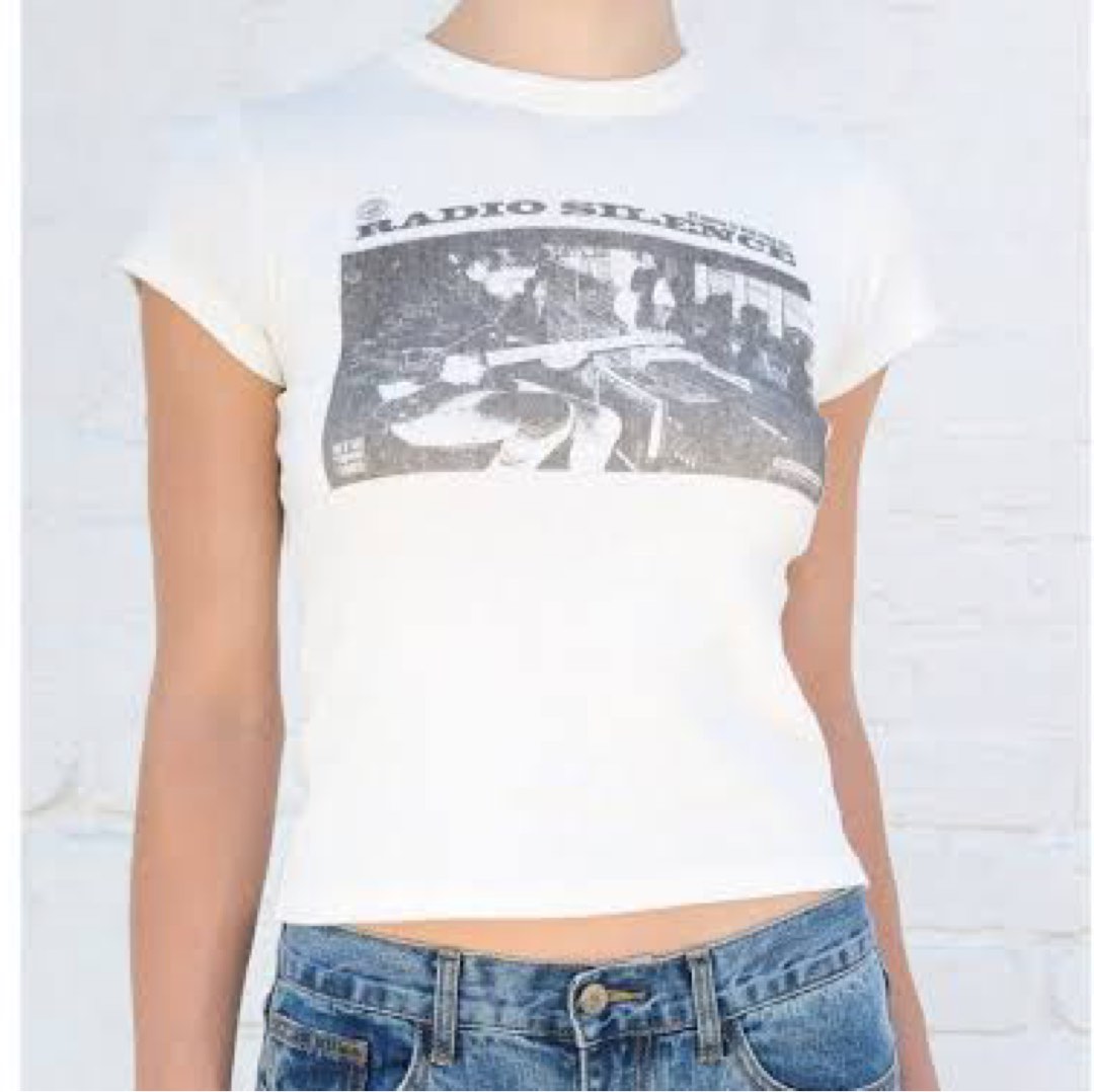 brandy melville hailie radio silence top in white coquette, Women's