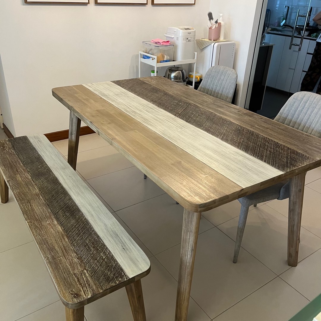 Castlery Gibson Dinning Table Set in includes Chairs & Bench