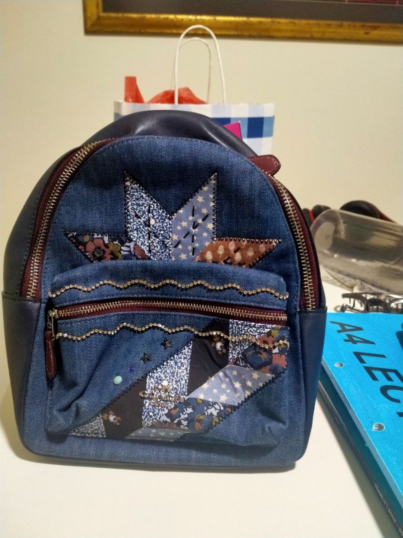 Coach, Bags, Coach Mini Charlie Star Denim Patchwork Backpack