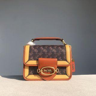 COACH CA184 Coach Hero shoulder bag retro elegant wind large capacity organ type design, can be handheld 🉑️ crossbody side backpack women's bag