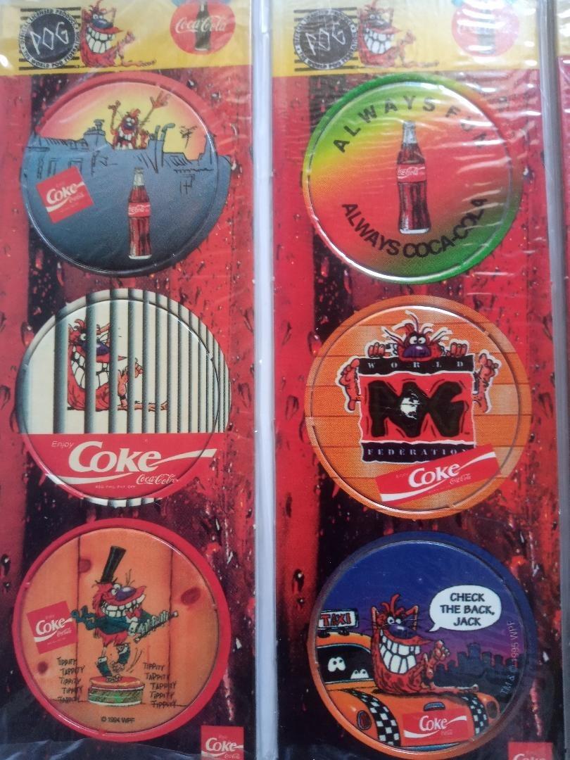 Coca Cola Coke POGS Set B (9+6) pcs (Category: Vintage Collectibles) located in Naga. Submitted by simple.deals. (Listing ID 1185676755, Image 2). Description: Condition: 9 pcs MINT Brand New with 6 pcs USED Description: All are authentic vintage Coke products of the Coca Cola POGS series from the 90’s This set contains 9 pcs MINT Brand New plus 6 pcs USED. Giving you a total of 15 of the 24 unique designs in the complete series. What you see is 