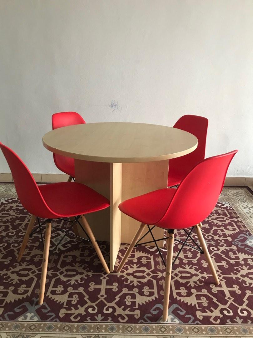 Dining Table + 4 chairs ( Solid Wood), Furniture & Home Living