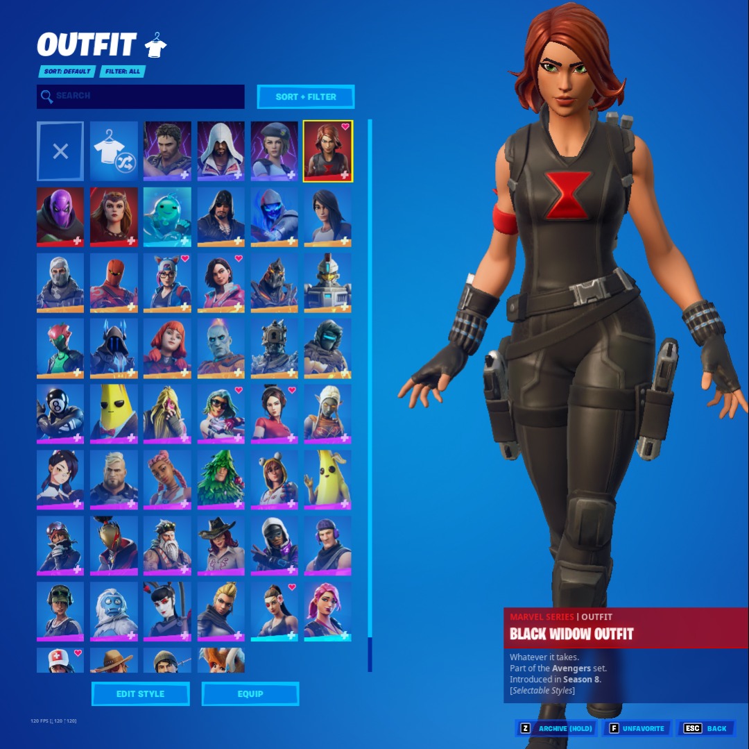 Fortnite Account Rare OG 950 Vbucks OG Black Widow Scarlet Witch Ezio Jill Valentine Trailblazer Lynx