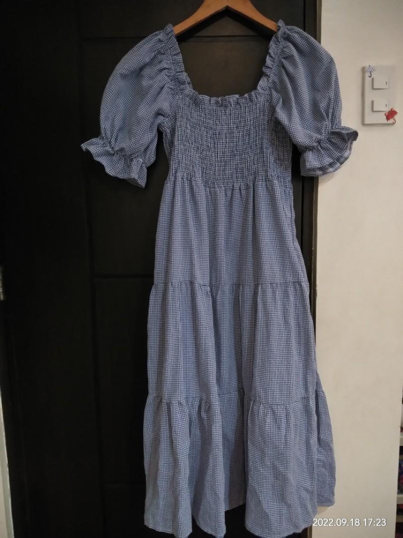 The Shell Embroidered Gingham Dress-Blue main image 0