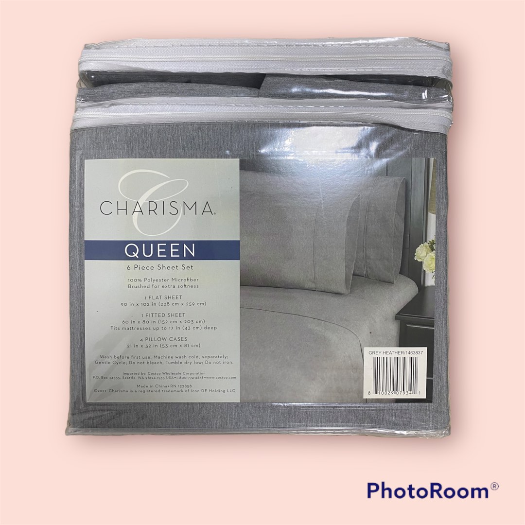 GREY CHARISMA QUEEN SIZE 6 PIECE SHEET SET (ORIGINAL), Furniture & Home ...