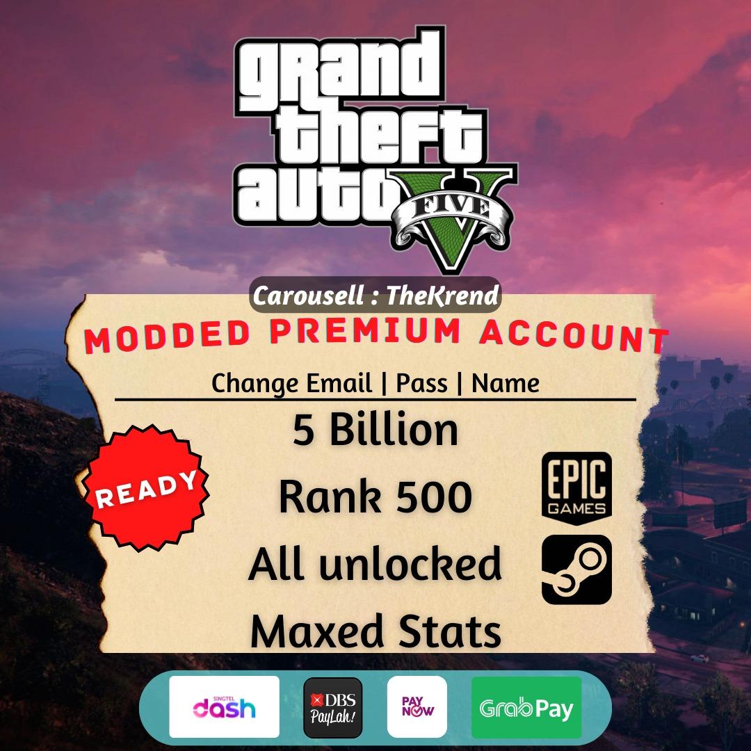 GTA 5 Online Acc + + Rank + Unlocks [EpicGames], Video Gaming