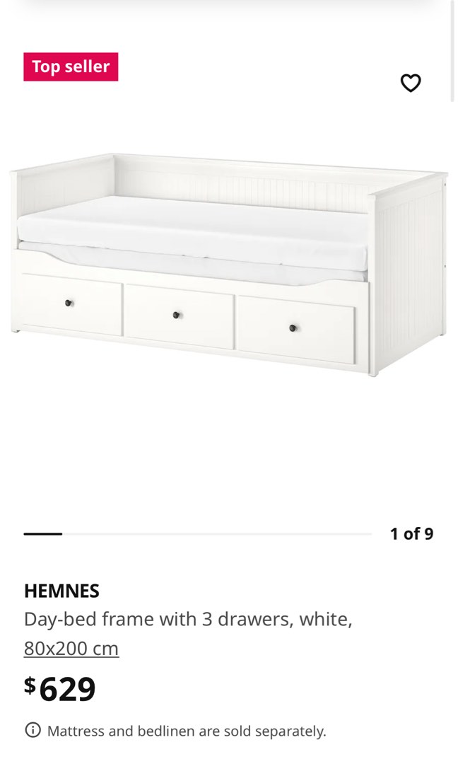 IKEA HEMNES Daybed frame with 3 drawers, Furniture & Home Living
