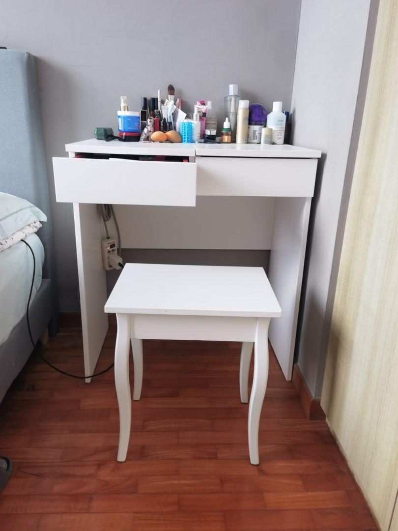 IKEA BRIMNES Dressing table with mirror and chair, Furniture & Home