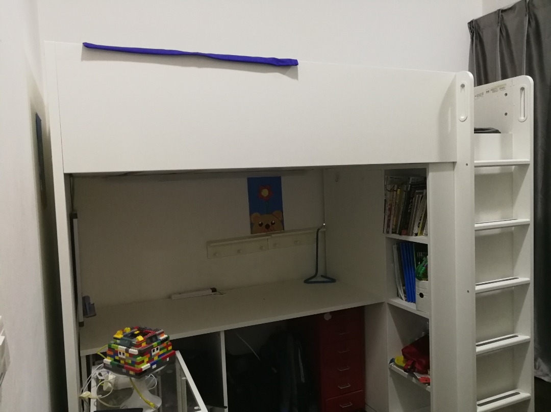 IKEA Children Loft Bed c/w Study Desk and wardrobe, Furniture & Home